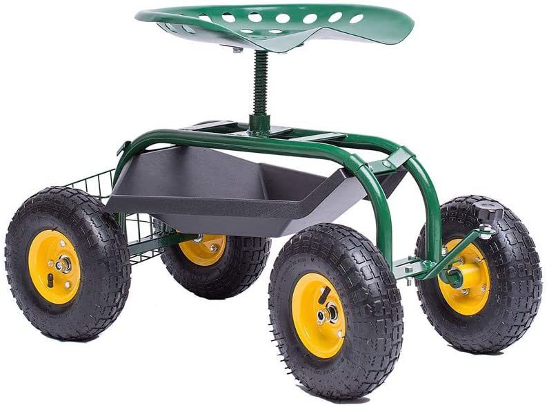 Garden Trolley with Rotating Work Seat Garden Tool