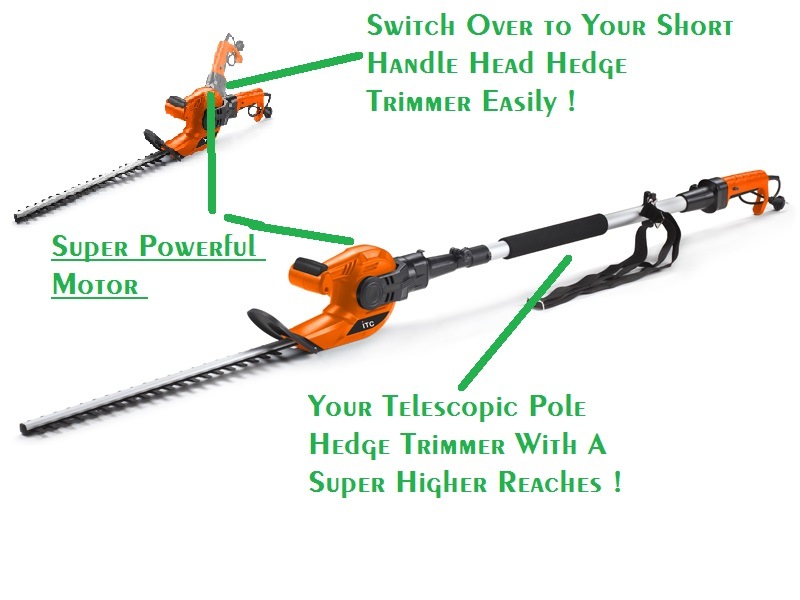 2 in 1 Multi Power Electric Telescopic Pole Hedge Trimmer/Handle Held Hedge Trimmer