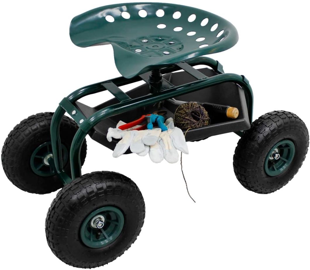 Convenient Light Wheeled Garden Cart Work Seat