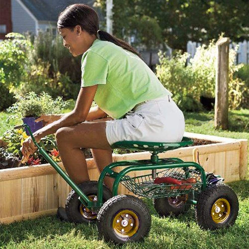 Garden Trolley with Rotating Work Seat Garden Tool