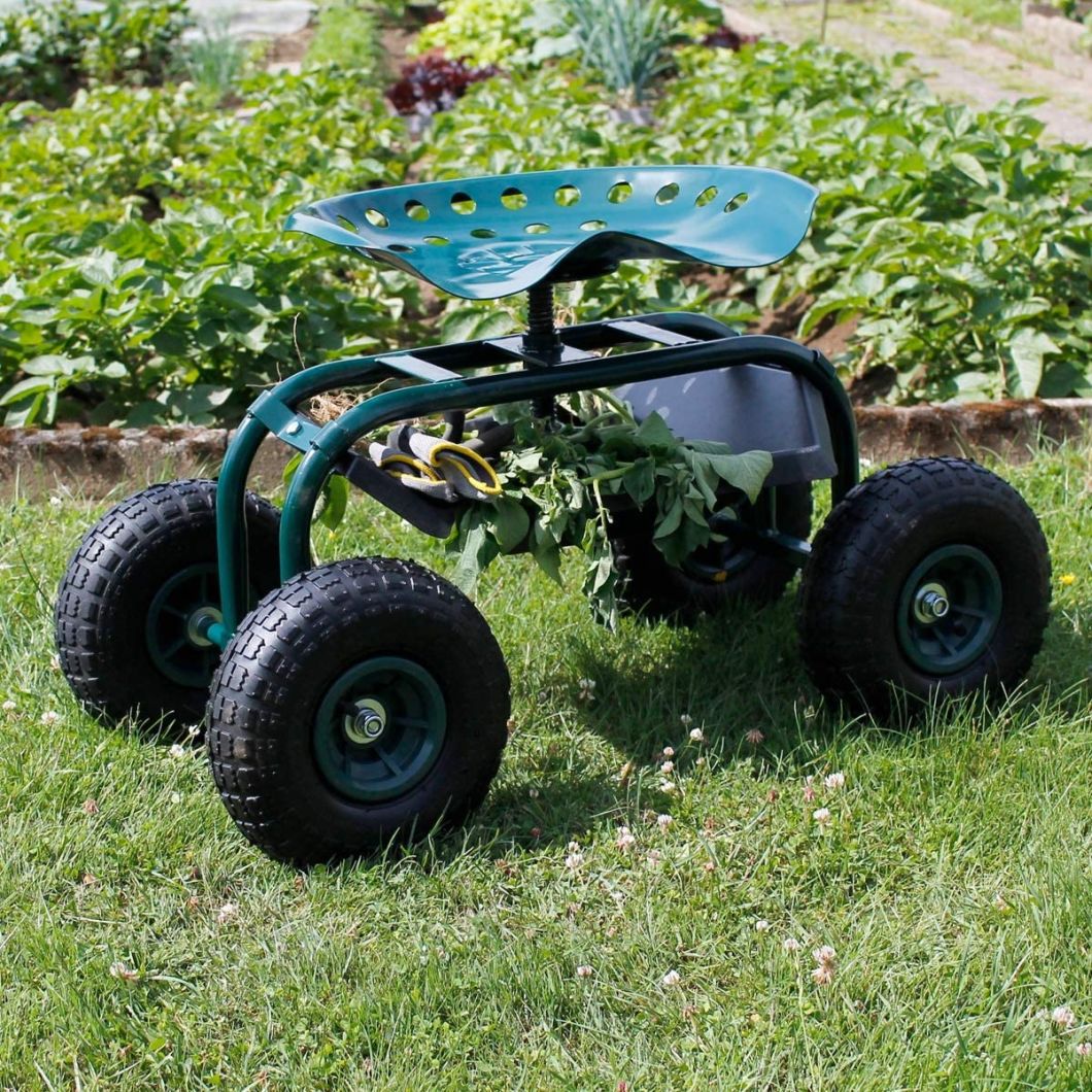Convenient Light Wheeled Garden Cart Work Seat