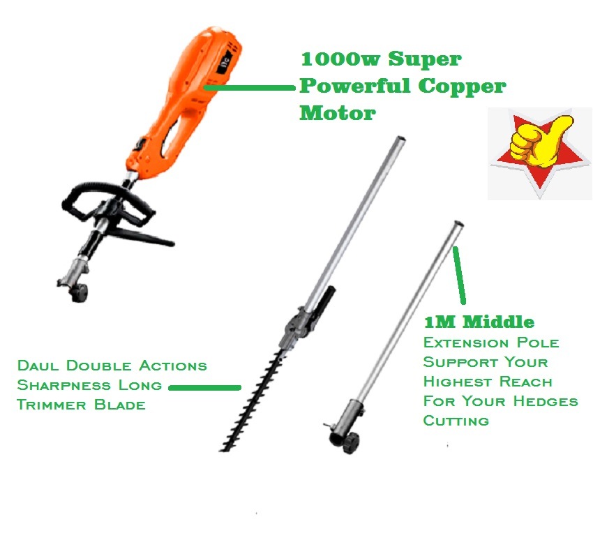 1200W Professional Electric Garden Pole Hedge Trimmer-Power Tools