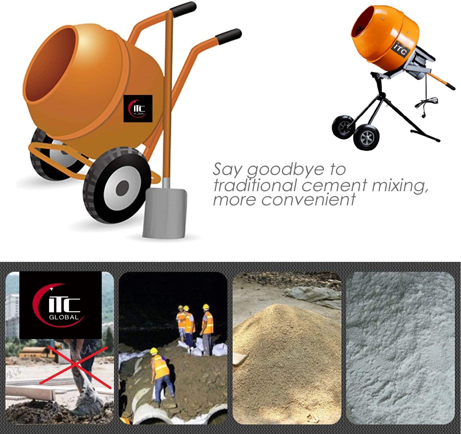 Wheel Support Foot Electric Concrete Mixer Construction Machine Power Tool