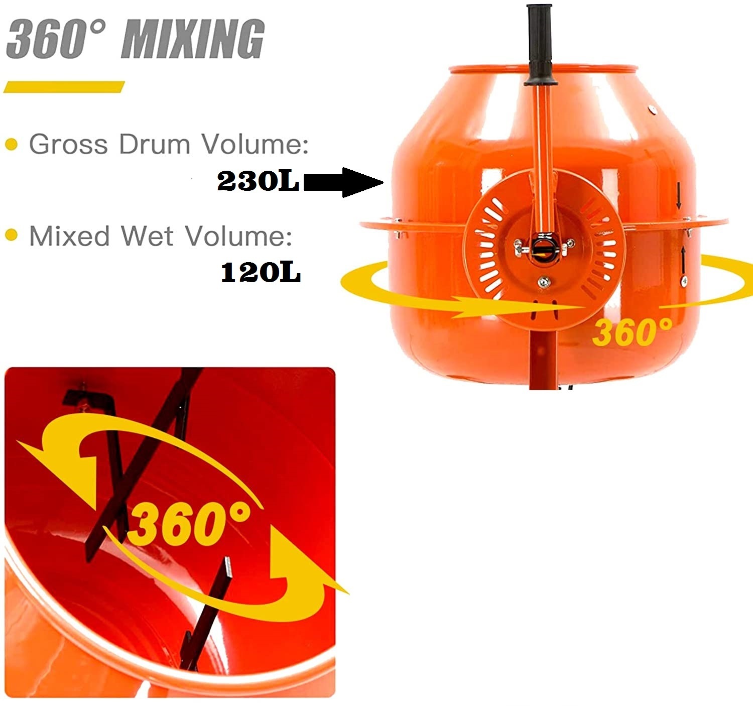 350L 6HP Lifan Engine Gasoline Concrete Mixer Machine-Construction Power Tools