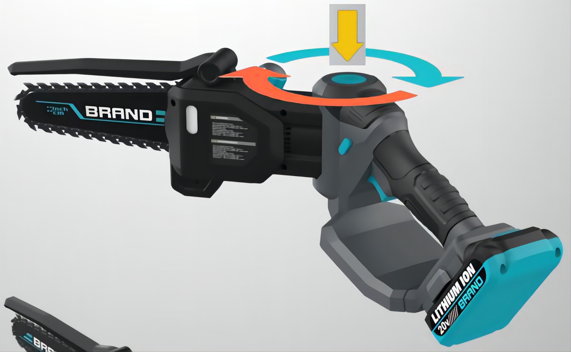 Unique-New Design-Angled Adjustable-Wood/Tree/Branches-Cutting-Li-ion Battery-Cordless/Electric-Garden Power-Tool Machines-Chainsaw