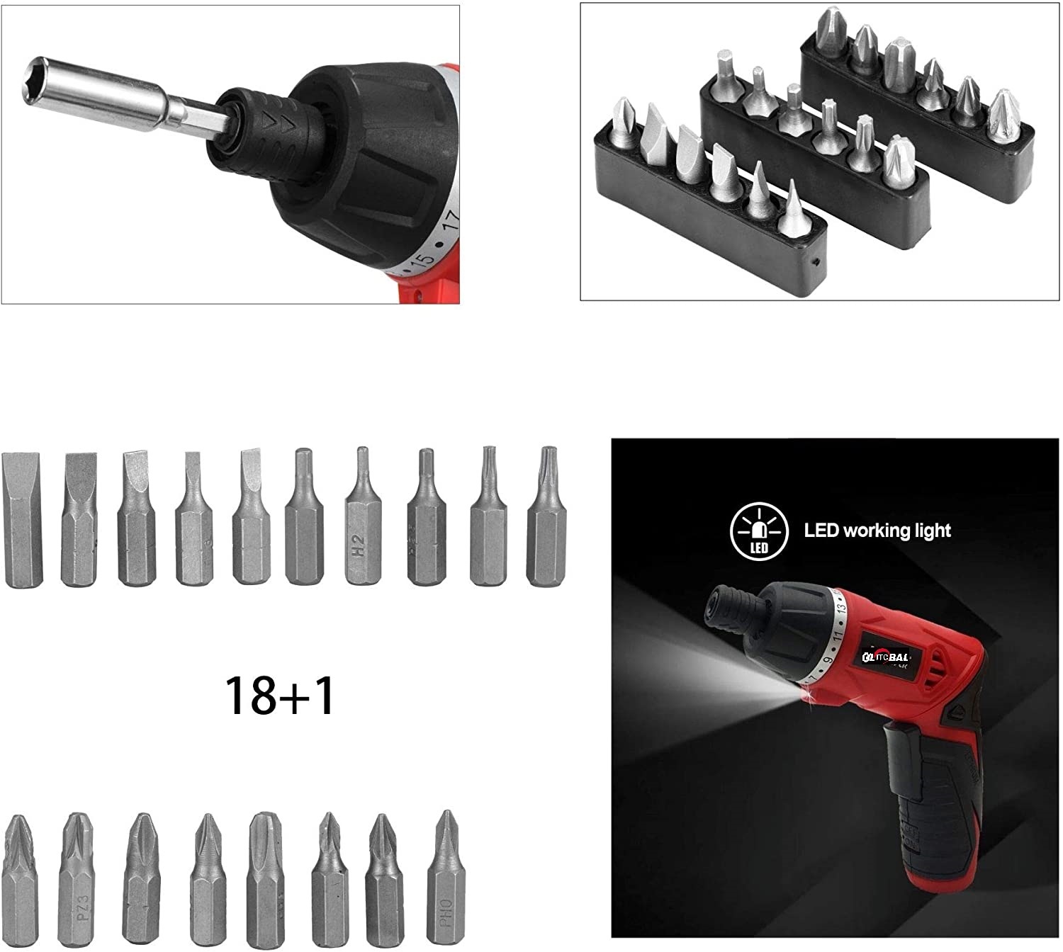 3.6V Flodable Lithium-Ion Electric Cordless Screwdriver Set Power Tool
