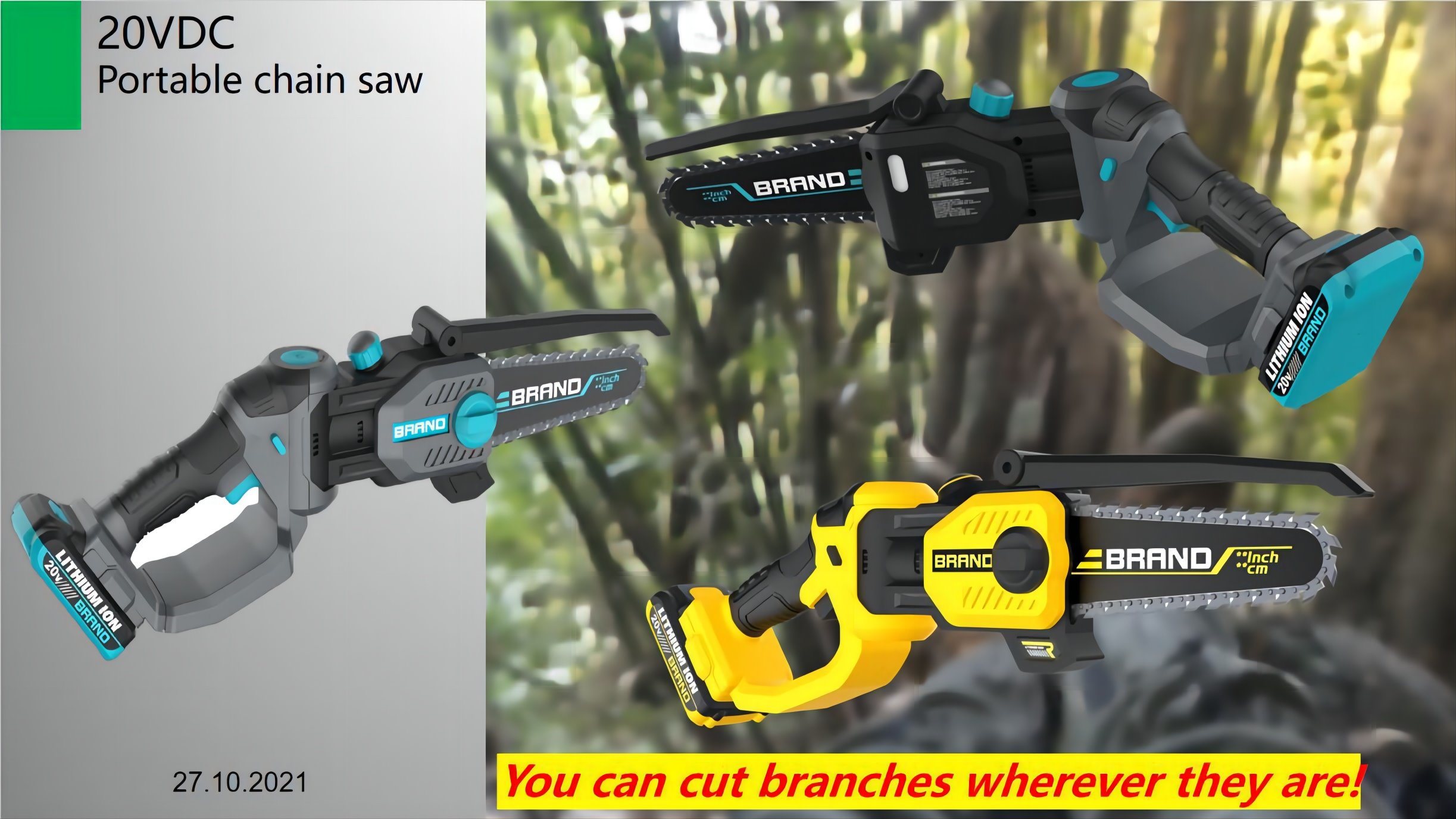 2021 New-Patent Design-Lightweight-DC20V Li-ion Battery-Cordless/Electric-Garden Chainsaw-Branches/Wood/Trees-Cutting Machine-Power Tools