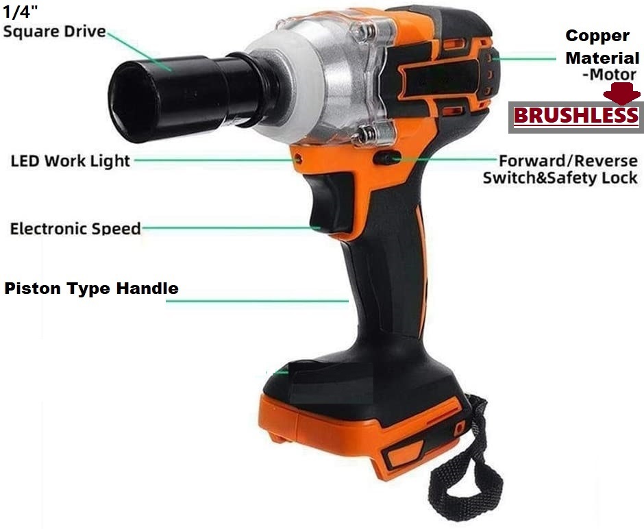 Brushless Motor-Li-ion Battery-Electric/Cordless-18V Power Tool Family-Impact Wrench