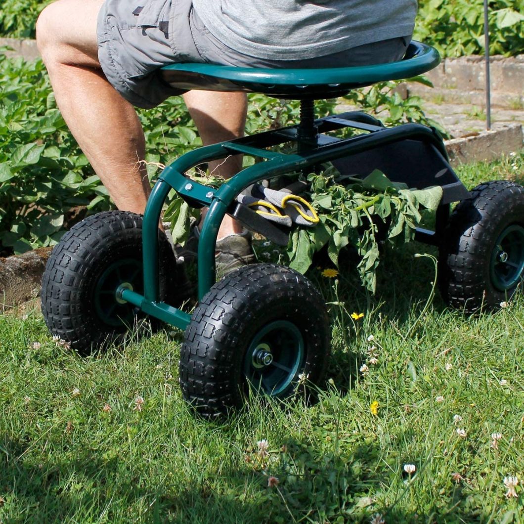 Convenient Light Wheeled Garden Cart Work Seat