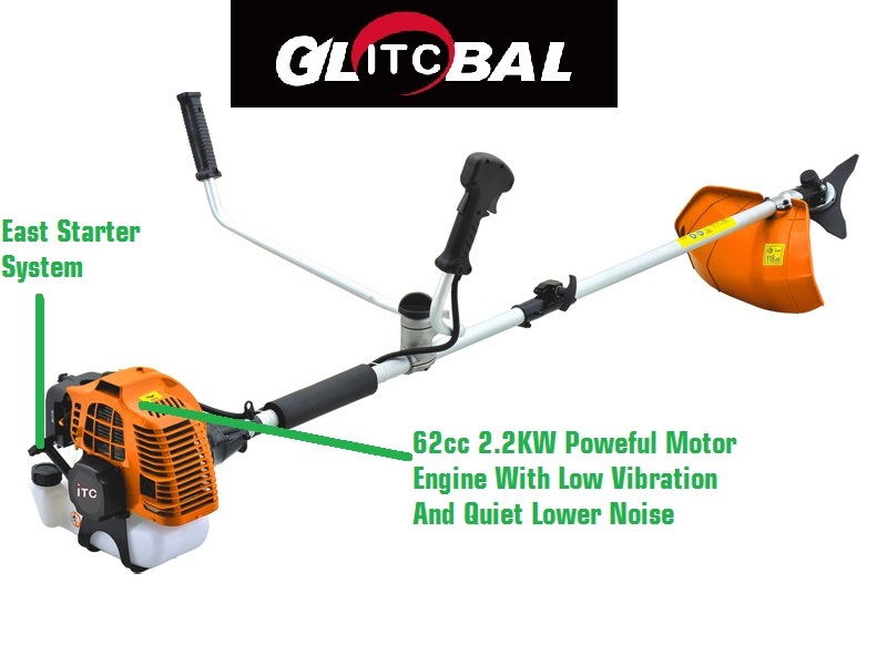 62cc 2200W Professional Gasoline Brushcutter/Grass Trimmer-Garden Power Tools