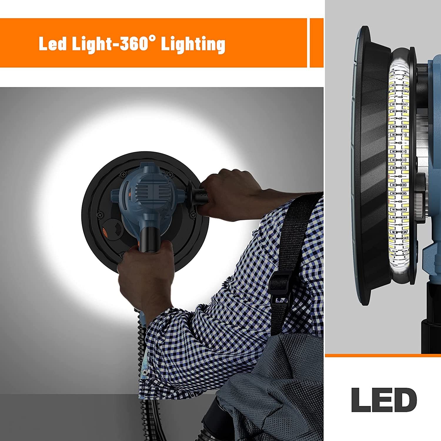 Powerful Hand-Held LED-Electric Drywall Sander/Wall Polishing/Polisher Machine-Power Tools