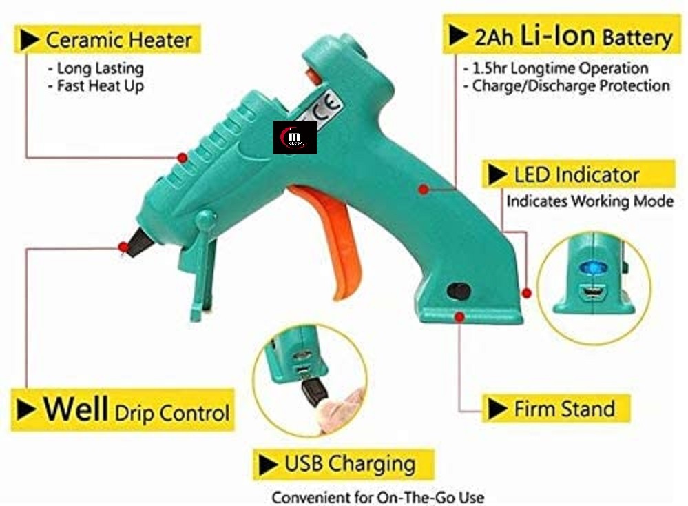 New Portable Lithium-Ion Battery Cordless Electric Gluegun-Power Tools