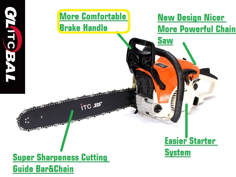 2200W Professional Easy Start Gasoline Chain Saw Garden Power Tools
