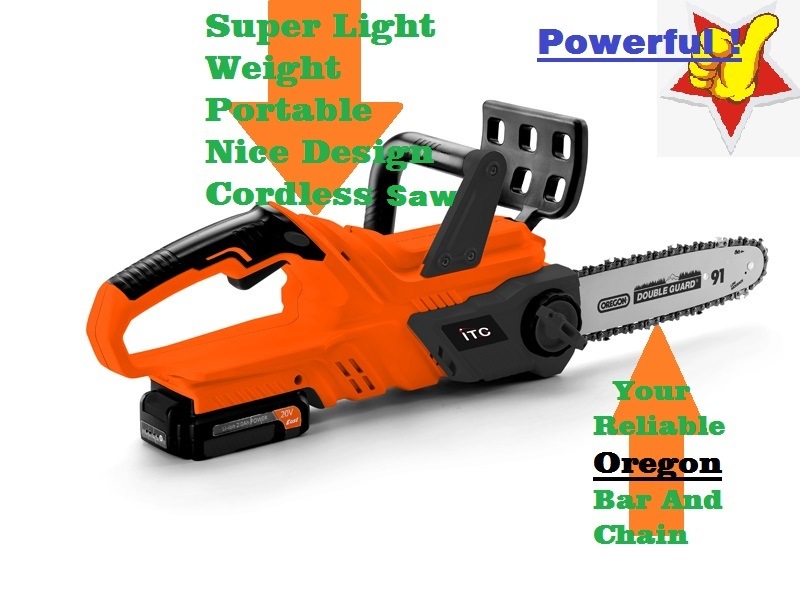 2020 New Design-20V Li-ion Battery Compatible Cordless/Electric Garden Chainsaw-Power Tools