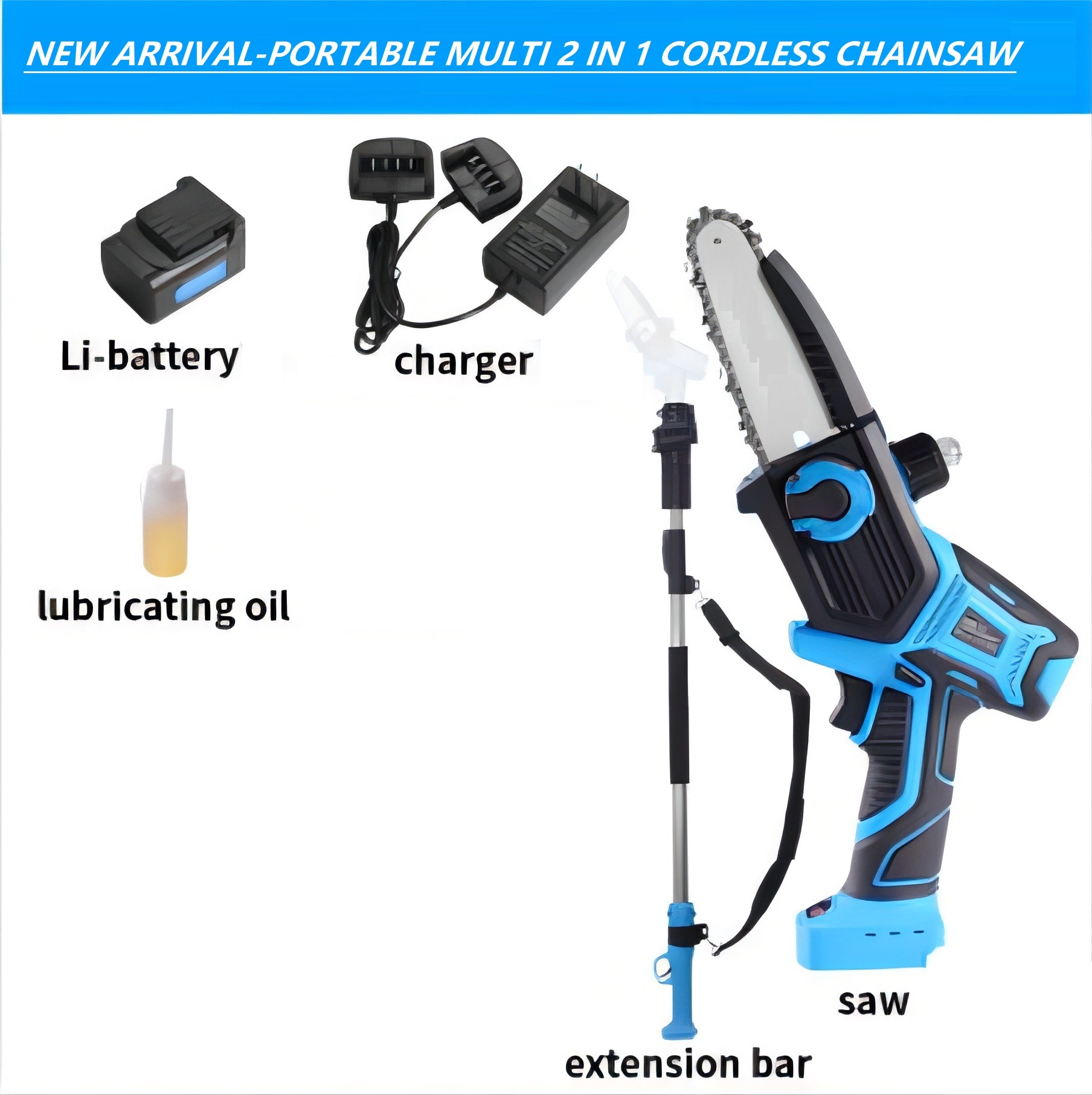New Product-DC16.8V-Max Li-ion Battery-Cordless Multi-Garden Tool-Machine Set-Short/Long-Reach Branches-Cutting-Chainsaw/Lopper