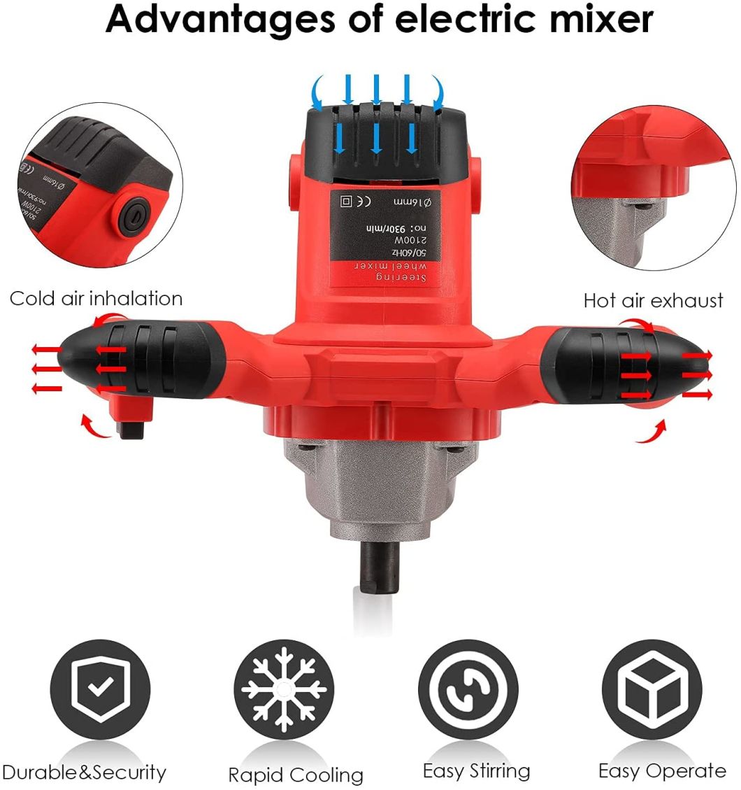 1400W New-Professional Mechanical-Double Speed-Electric Construction-Power Tool Machines-Hand Operation-Concrete Mixers