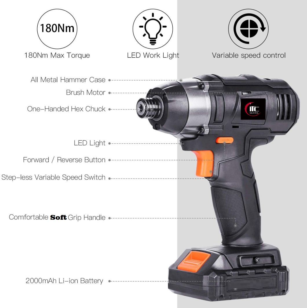 18V Max-Power Lithium-Ion Battery Cordless Impact Screwdriver
