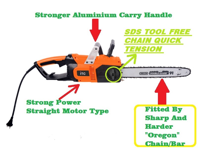 Super Powerful-Strong Metal Handle-Straight Motor-Electric Garden Chainsaw-Wood/Tree/Branches Cutting-Power Tools