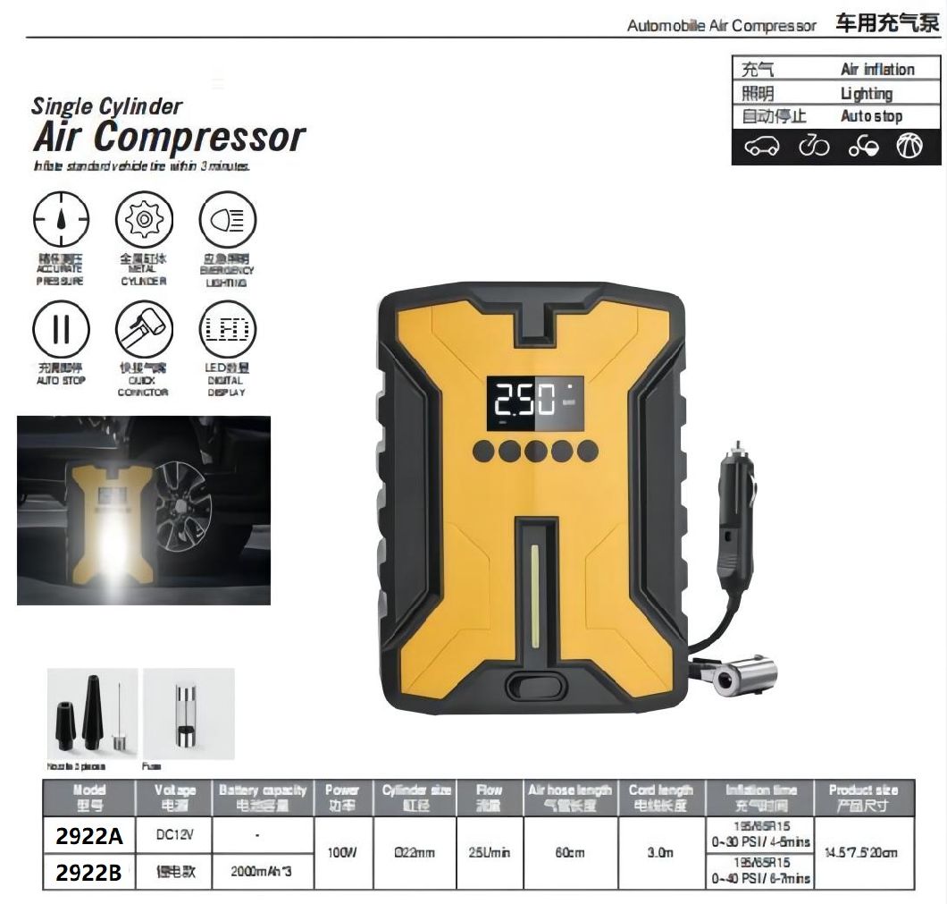 2022 New Design-Car/Bike/Bicycle/Balls...Auto Accessories-Tire Air Inflator/Air Pump/Compressor