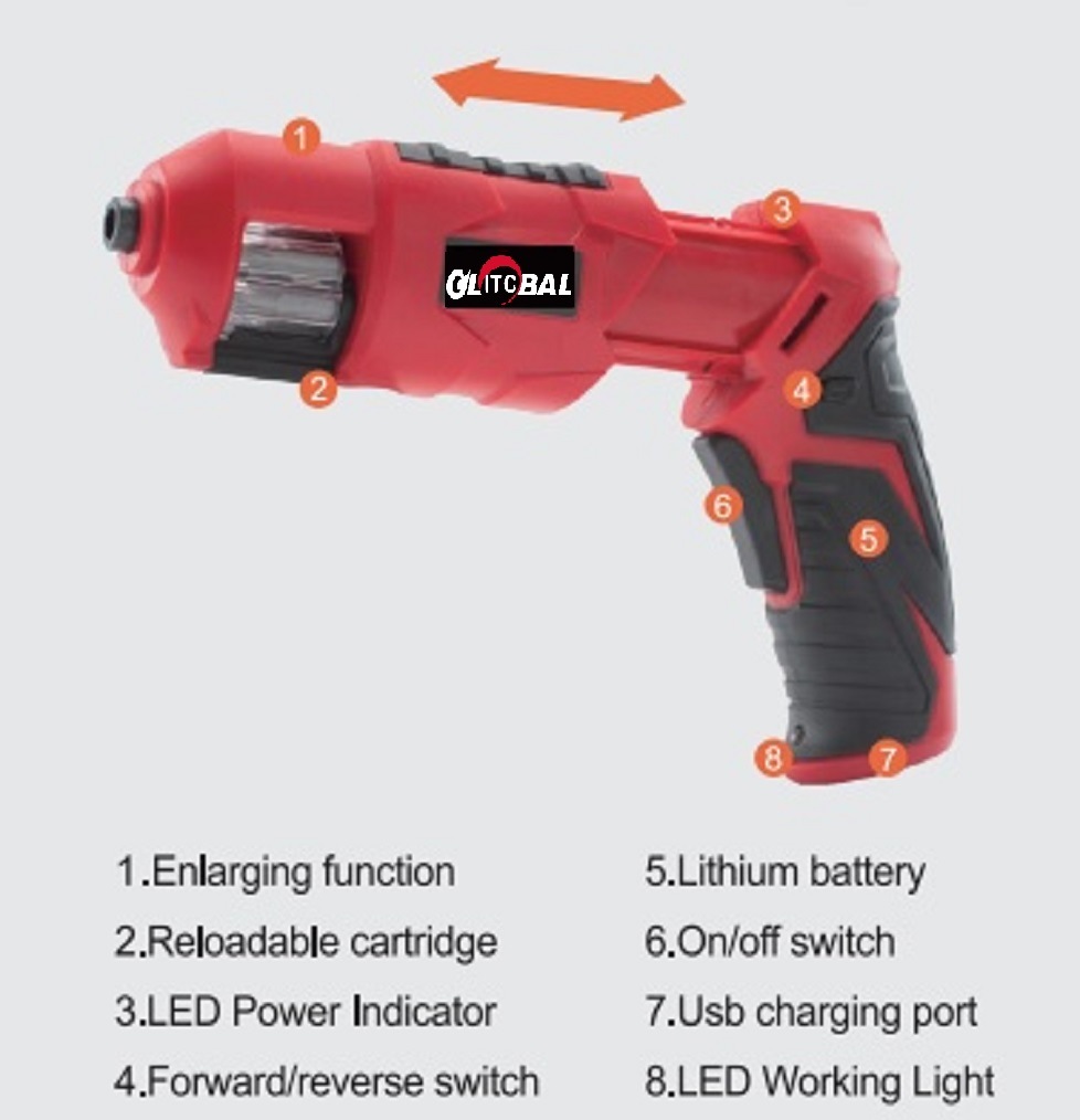 Gun Style 3.6V USB Charger Electric Cordless Screwdriver Power Tool