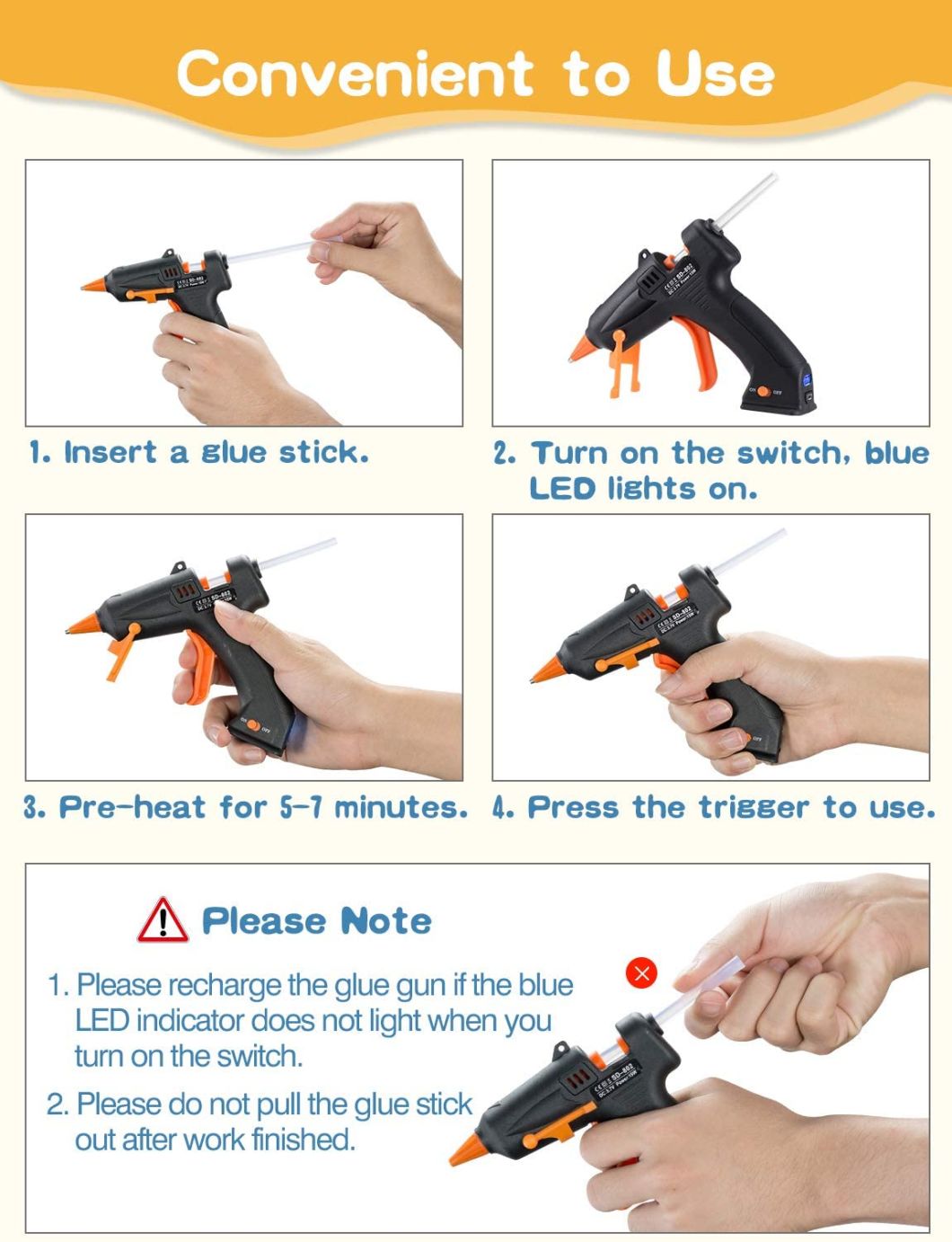 3.7V Digital Lithium-Ion Battery Cordless Electric Gluegun-DIY Power Tools