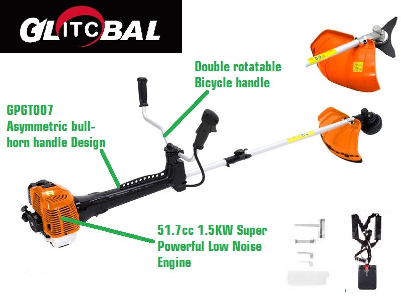 Asymmetric Bull-Horn Handle Design 52cc Gasoline Brushcutter/Grass Trimmer-Garden Power Tools