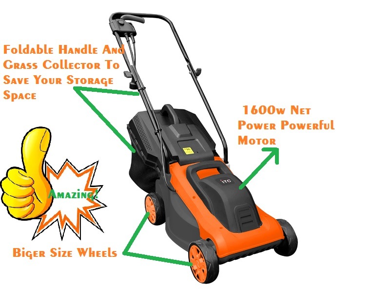 1600W Electric Powerful Garden Lawn Mower