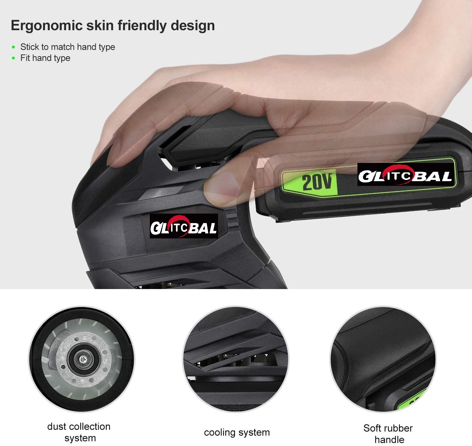 Professional DC20V Max-Li-ion Battery Cordless/Electric Woodworking-Pad Sander/Sanding-Power Tools