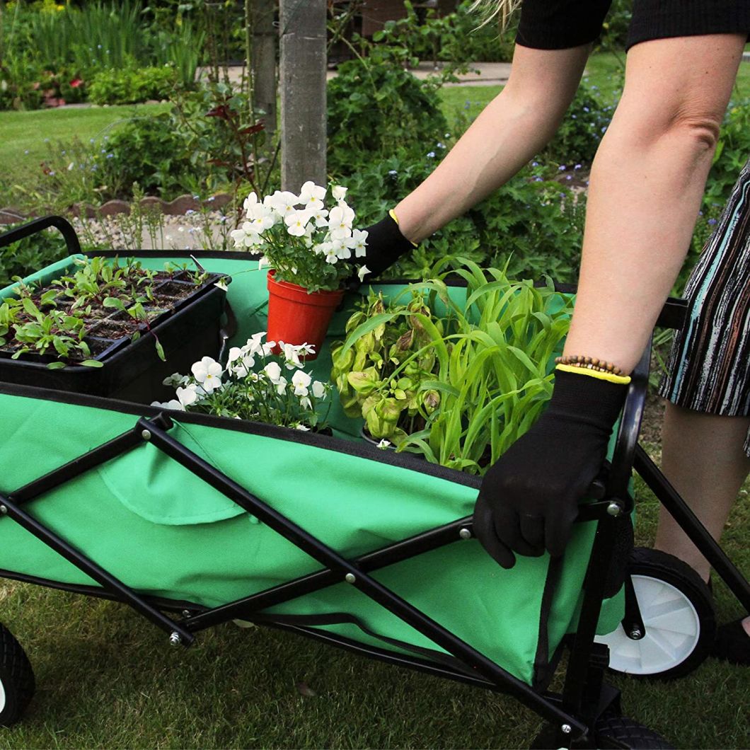 Four Wheels 70kg Heavy Duty Foldable Wheelbarrow, Trolley, Cart-Garden Tool
