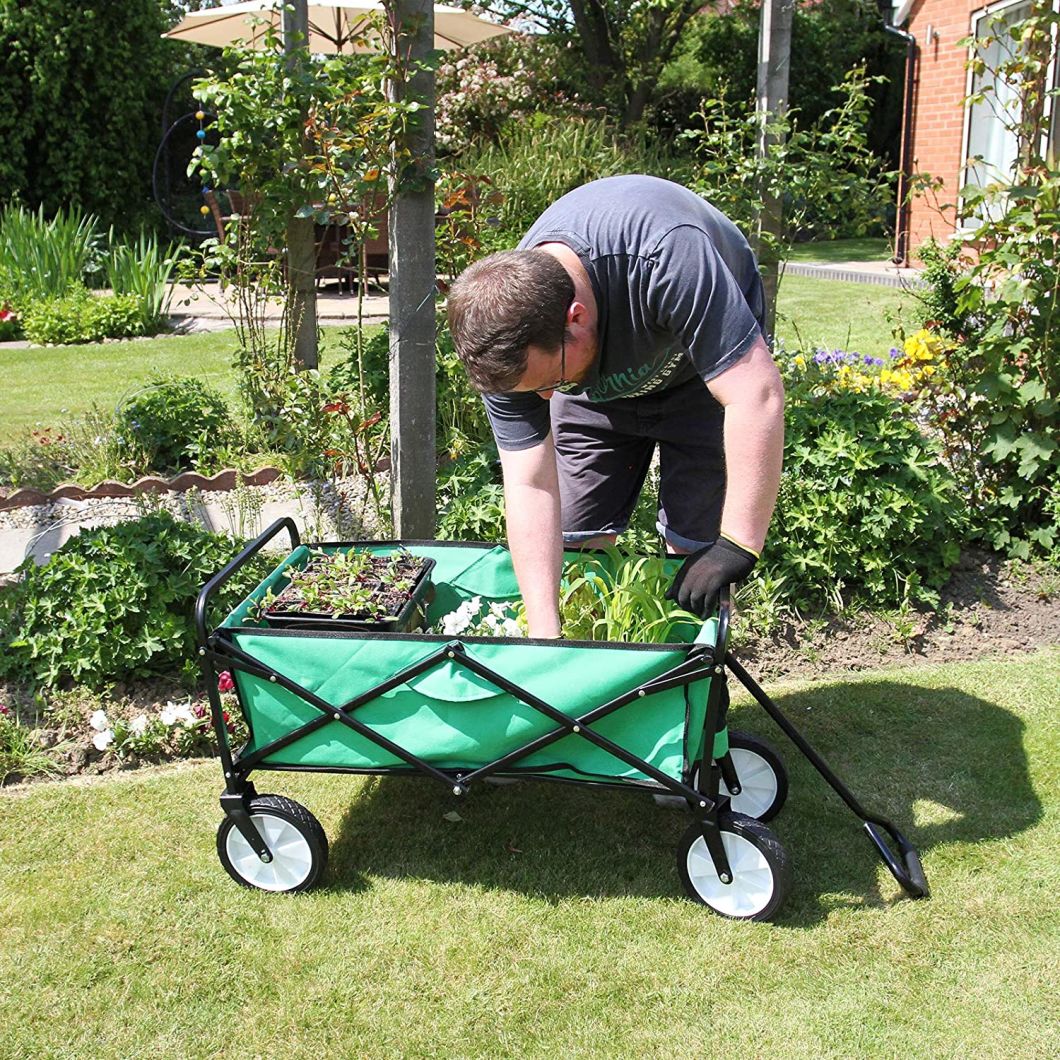Four Wheels 70kg Heavy Duty Foldable Wheelbarrow, Trolley, Cart-Garden Tool