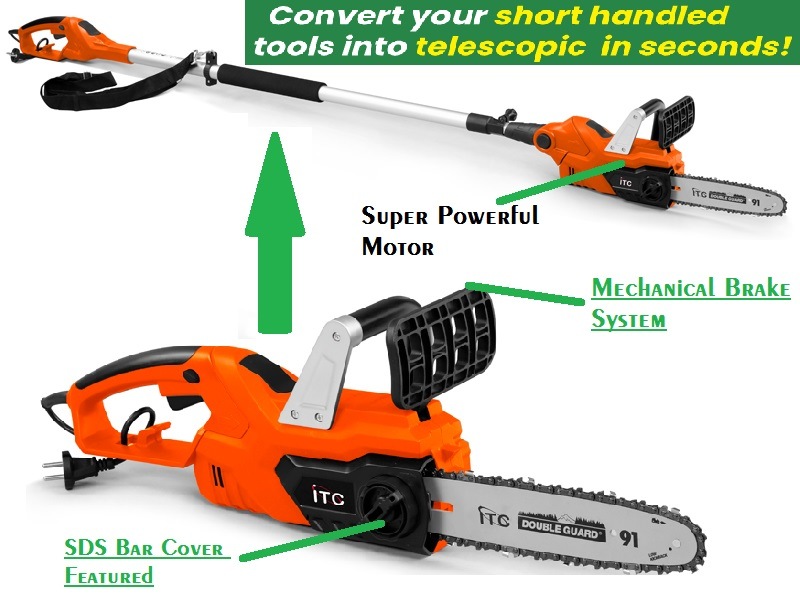 Professional/Patent 2in1 Multi Electric Pole/Telescopic Chainsaw/Lopper/Short Chainsaw-Garden Power Tools