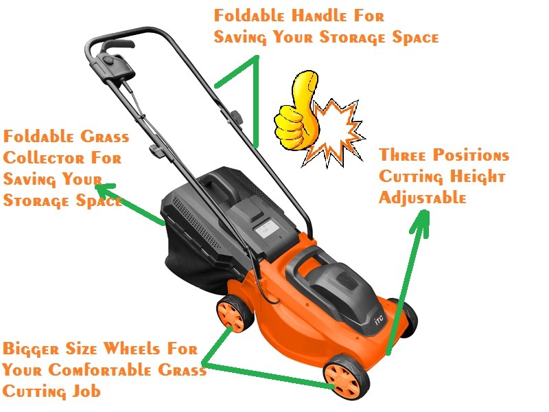 13inches Cutting Size Powerful Electric Lawn Mower