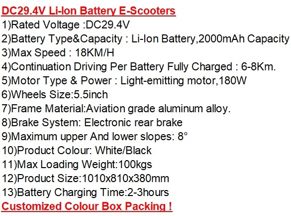 Super Convenient-Li-ion Battery-Electric-Scooters/Vehicle-Gifts/Commuters/Children-E-Scooters