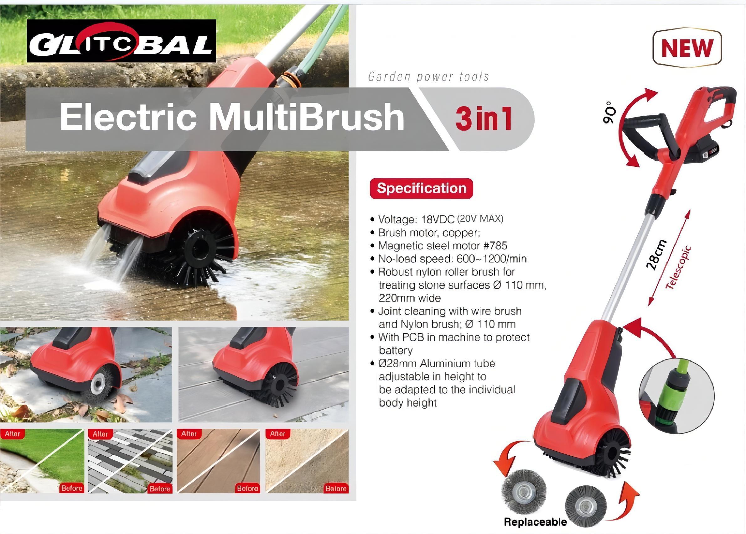 Unique Design-Li-ion Battery-Cordless/Electric-Garden Power-Tool Machines-with-Water Connections-Weed/Pation-Cleaner-Surface Roller-Sweeper