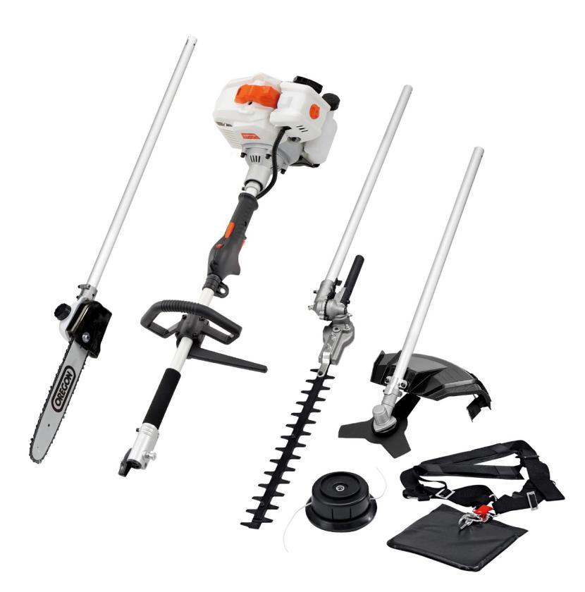 Petrol Multi Garden Tool Set-Brush Cutter/Grass Trimmer/Pole Chainsaw/Pole Hedge Trimmer