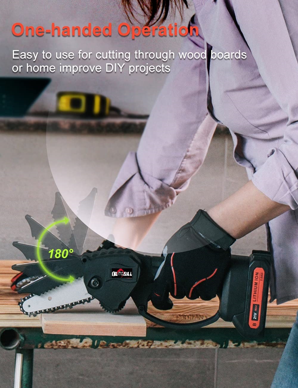 Portable-Lightweight/One Hand Operation-DC20V Max-Li-ion Battery-Cordless/Electric-Garden Trees/Branches/Shrub/Woods-Chainsaw/Lopper-Power Tools