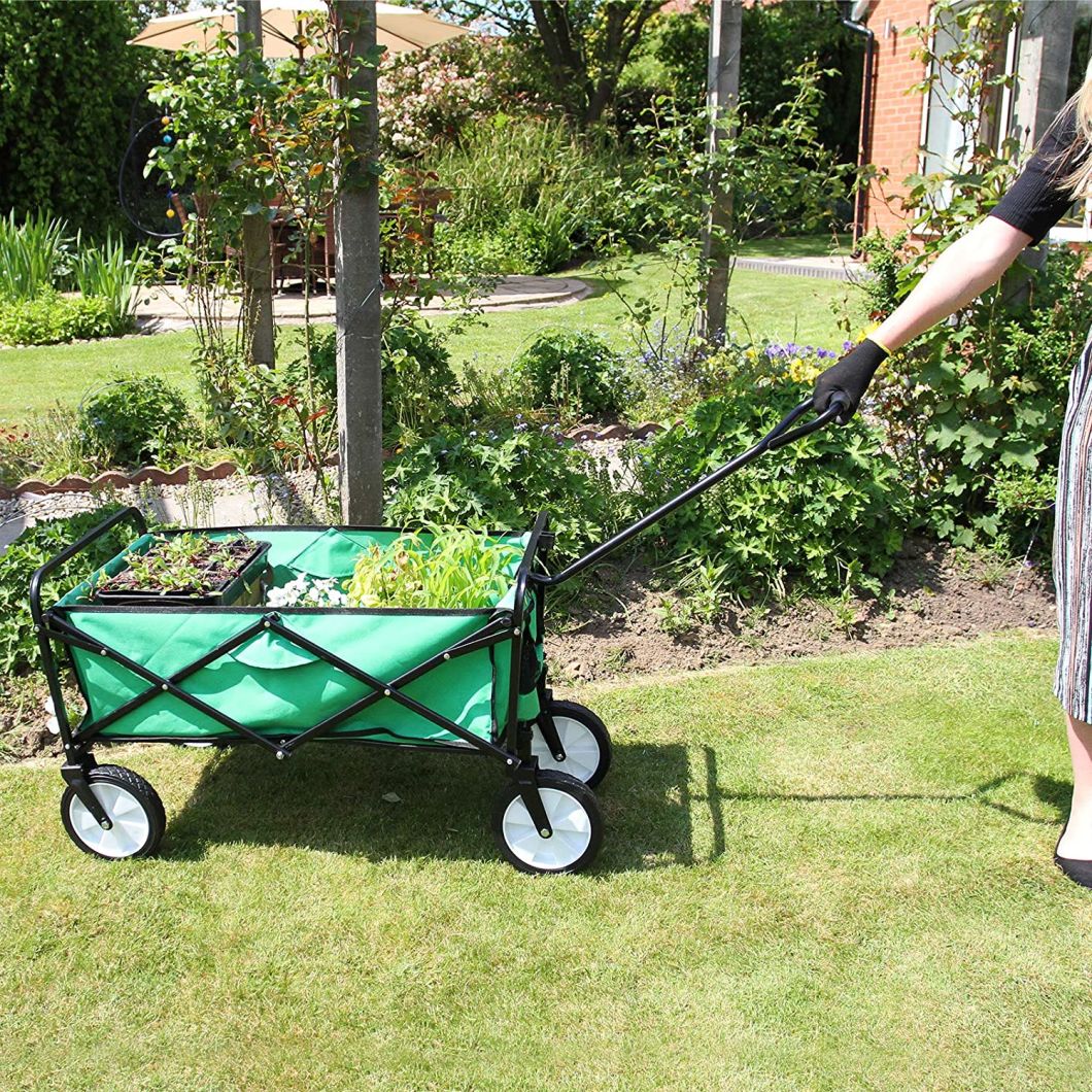 Four Wheels 70kg Heavy Duty Foldable Wheelbarrow, Trolley, Cart-Garden Tool
