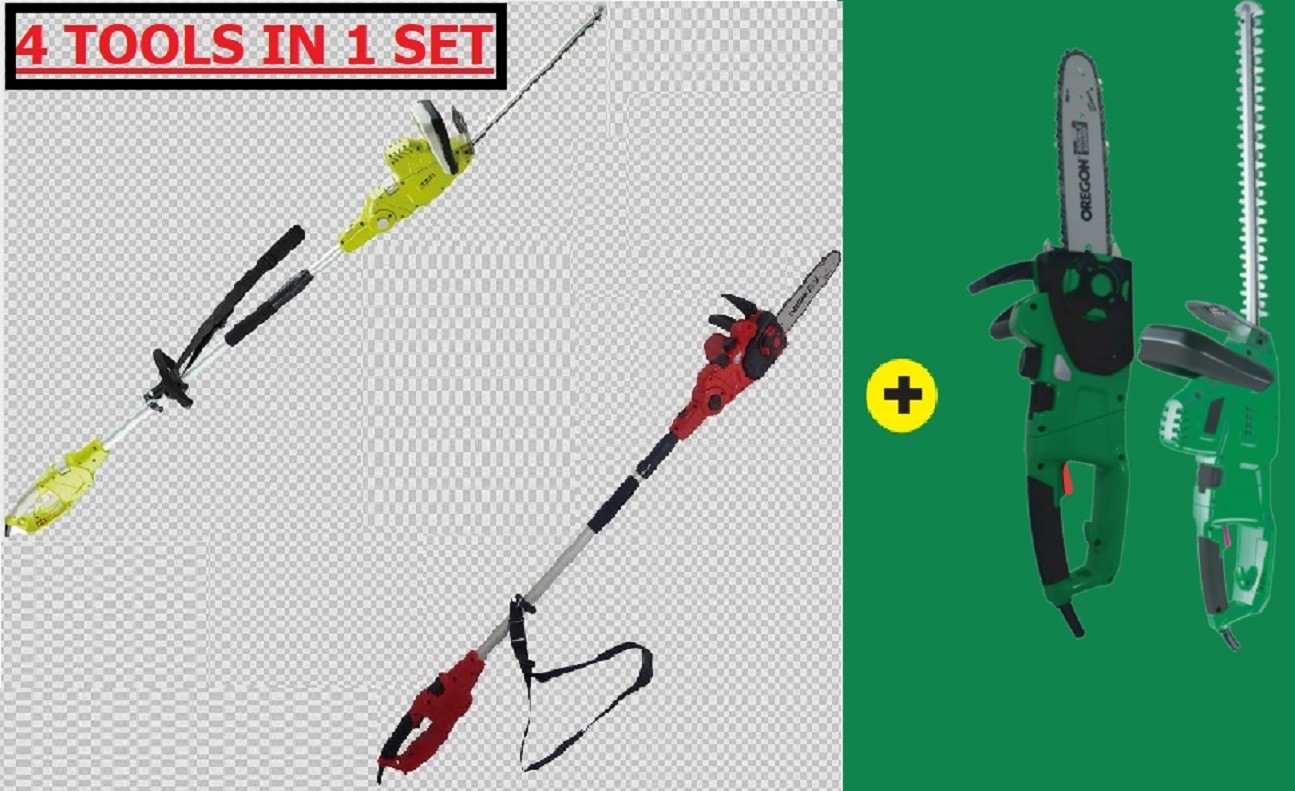 Electric 4in1 Tool Set-Short&Telescopic Chainsaw/Hedge Trimmer Garden Power Tool