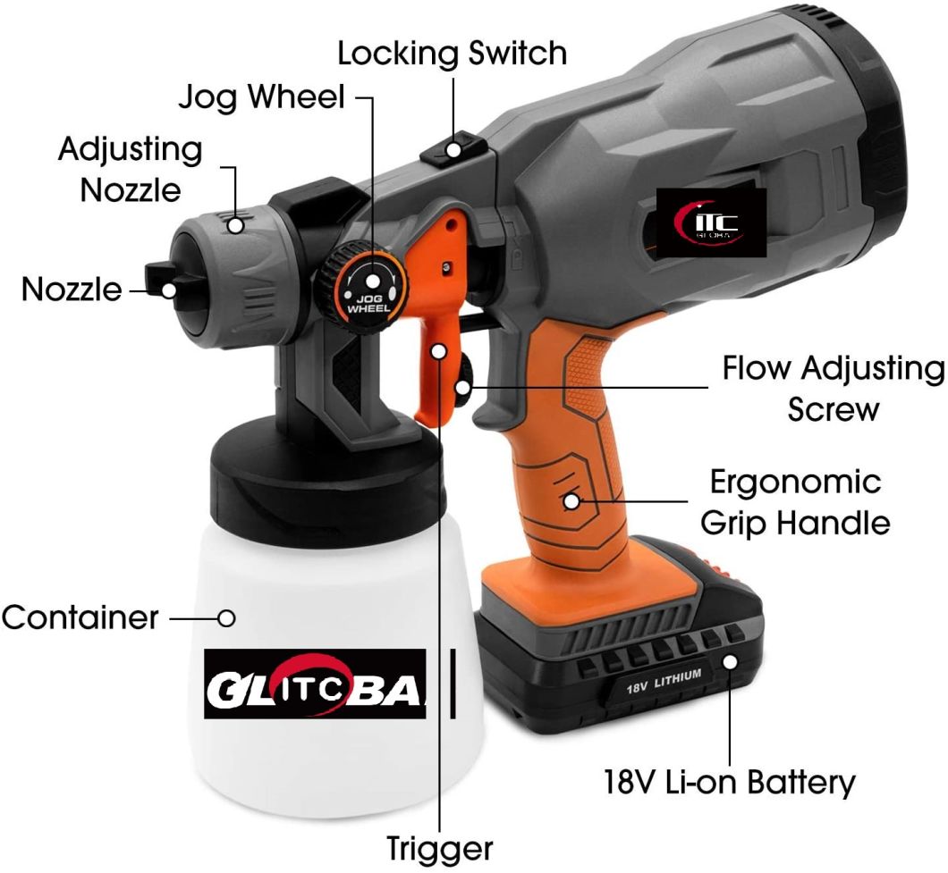 18V Battery Compatible Electric Cordless Painting Sprayer Power Tool