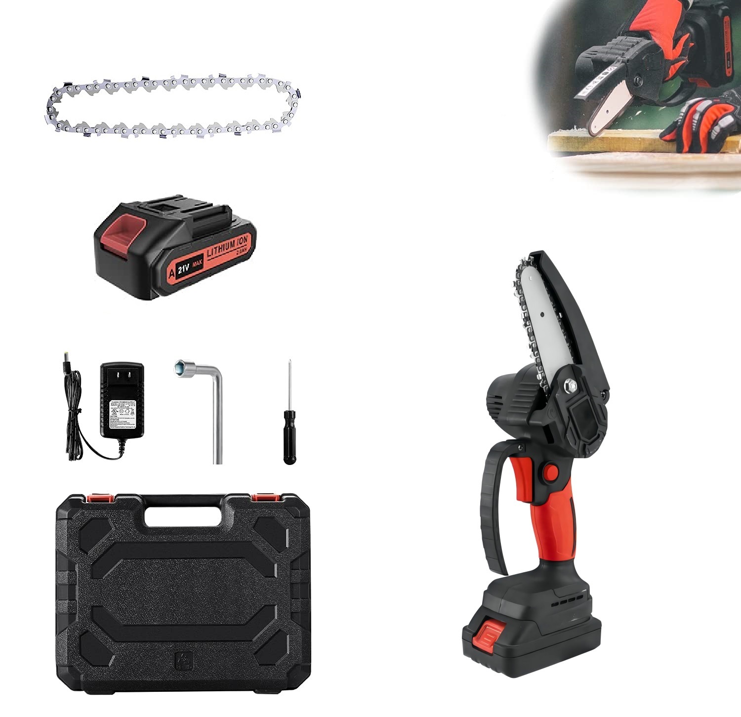 2022-New Super Lightweight/One Hand Operation-DC21V Max-Li-ion Battery-Cordless/Electric-Garden Trees/Branches/Woods/Shrub-Chainsaw/Lopper-Power Tools